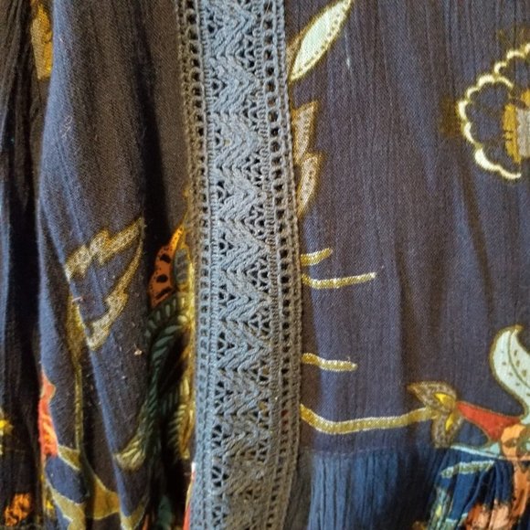 Beautiful sapphire blue boho print tunic L - Picture 3 of 5